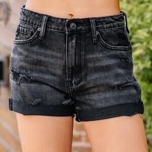 KanCan On Your Mind Black High Rise Shorts Size XL